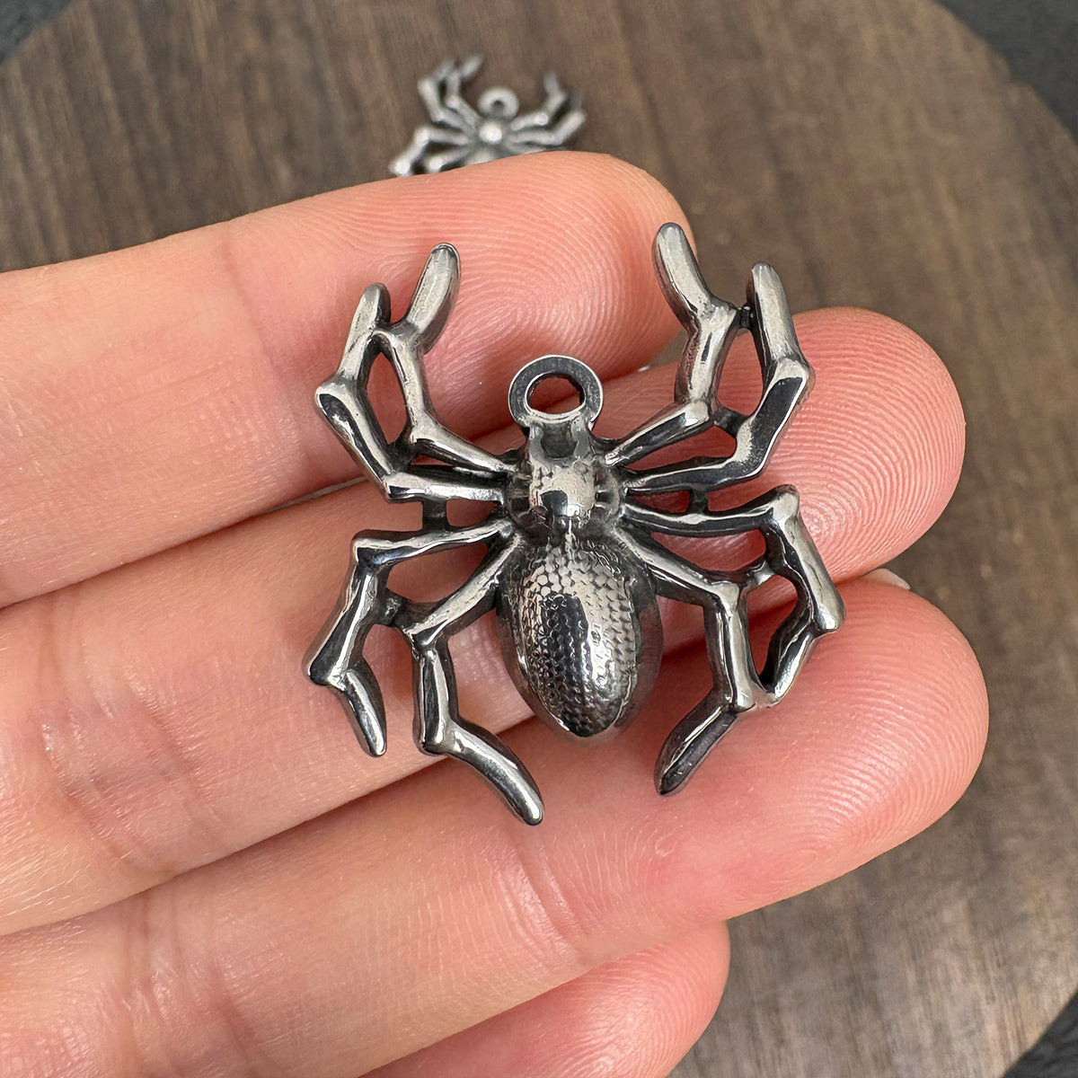 Stainless Steel Spider Charm, Gothic DIY Jewelry Pendant