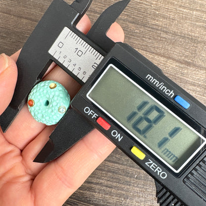 18mm Textured Turquoise Magnesite Donut Pendant, Inlaid Nanhong Crystal Gold Studded Charms for Jewelry Making