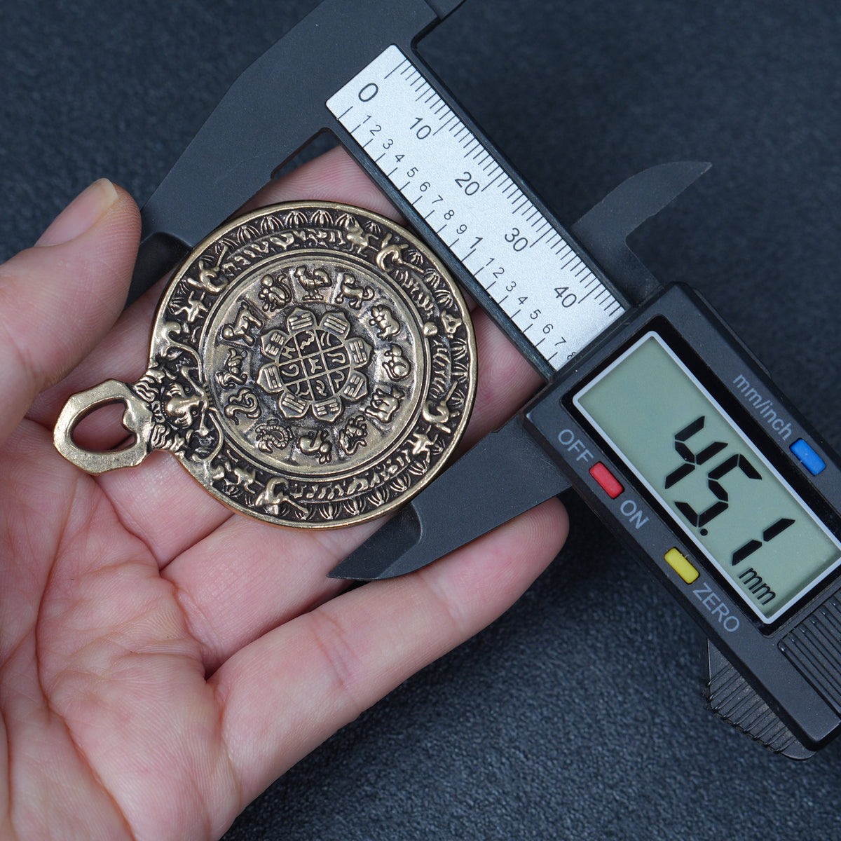 Tibetan Bagua Protection  Amulet Pendant, Double Sided Dharma Wheel Charm, Spiritual Jewelry Craft Component