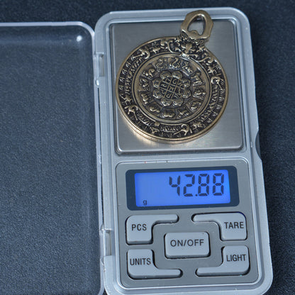 Tibetan Bagua Protection  Amulet Pendant, Double Sided Dharma Wheel Charm, Spiritual Jewelry Craft Component