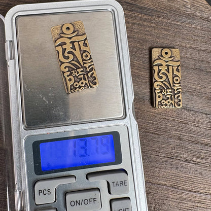Tibetan Om Mani Padme Hum Pendant, Vintage Brass Mantra Amulet  Spiritual Protection Charm