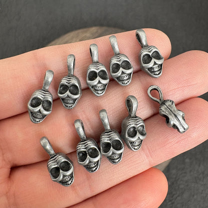 10pcs Tibetan Skull Mala Counter Clips, Antique Silver Shituling Guru Bead Accessory for Prayer Beads