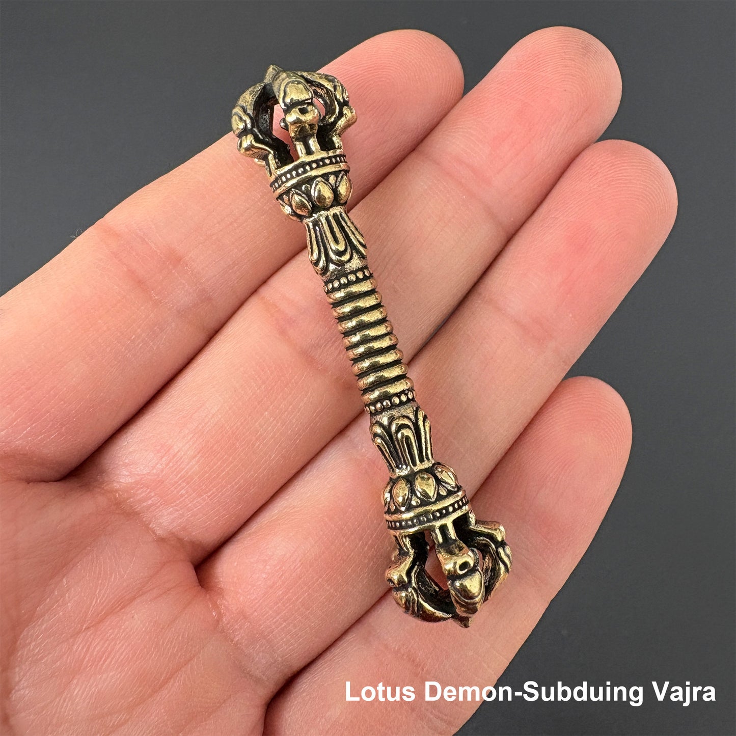 Vintage Brass Vajra Phurba Pendant, Tibetan Demon-Subduing Dagger Charm, Buddhist Protection Amulet