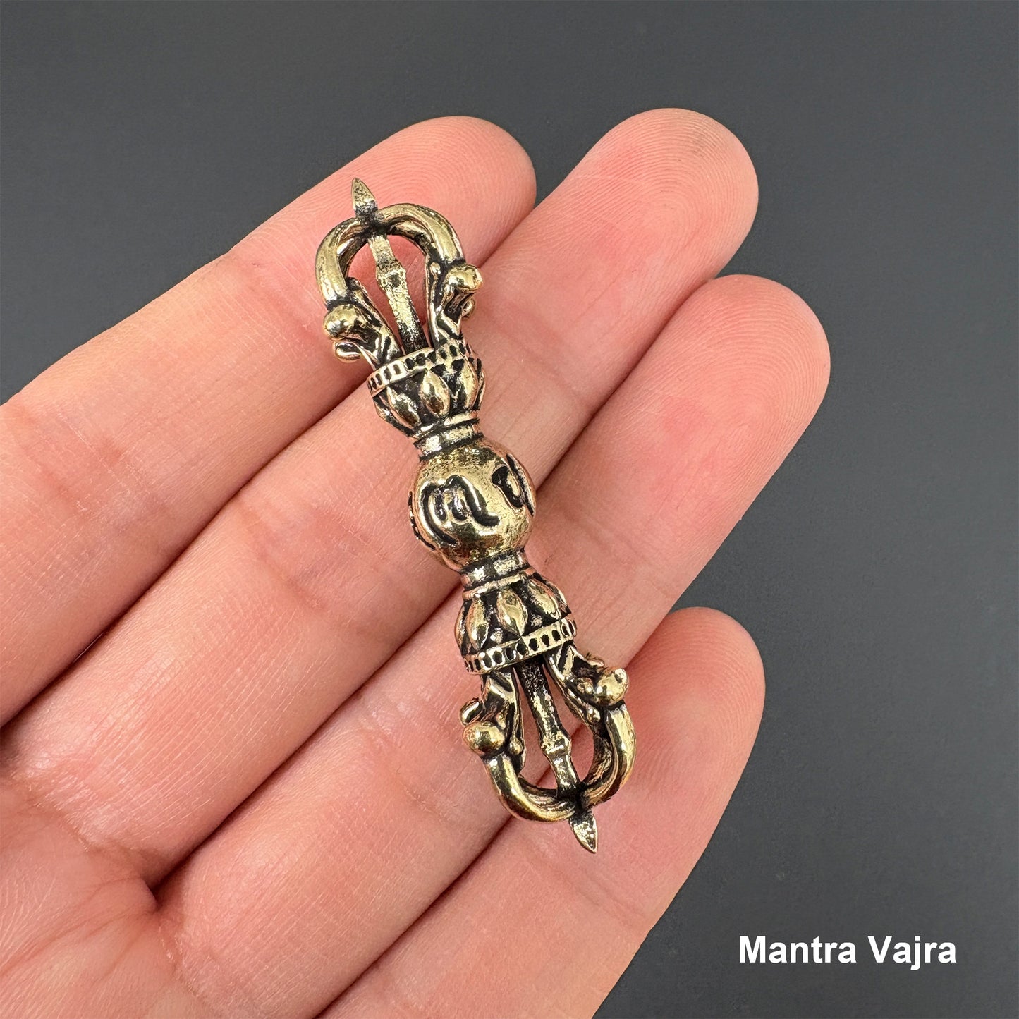 Vintage Brass Vajra Phurba Pendant, Tibetan Demon-Subduing Dagger Charm, Buddhist Protection Amulet
