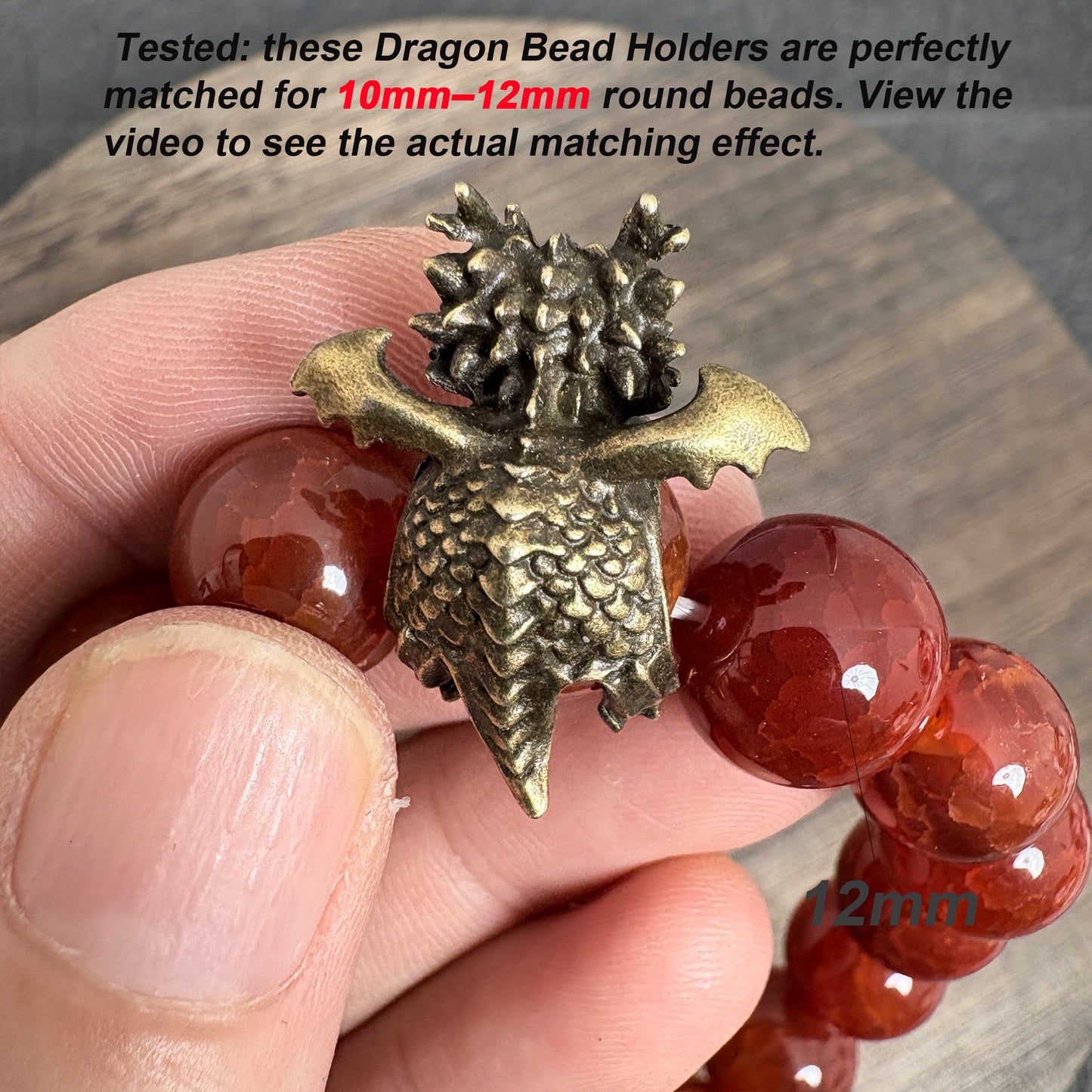 4PCS Tiny Winged Dragon Bead Holders, Vintage Bronze Spacer Cap for Round Bead DIY Jewelry
