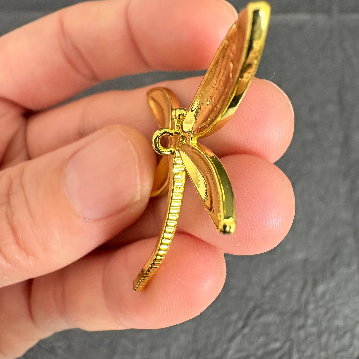 Turquoise Enamel Dragonfly Charm, Gold Plated Pendant for Jewelry Making