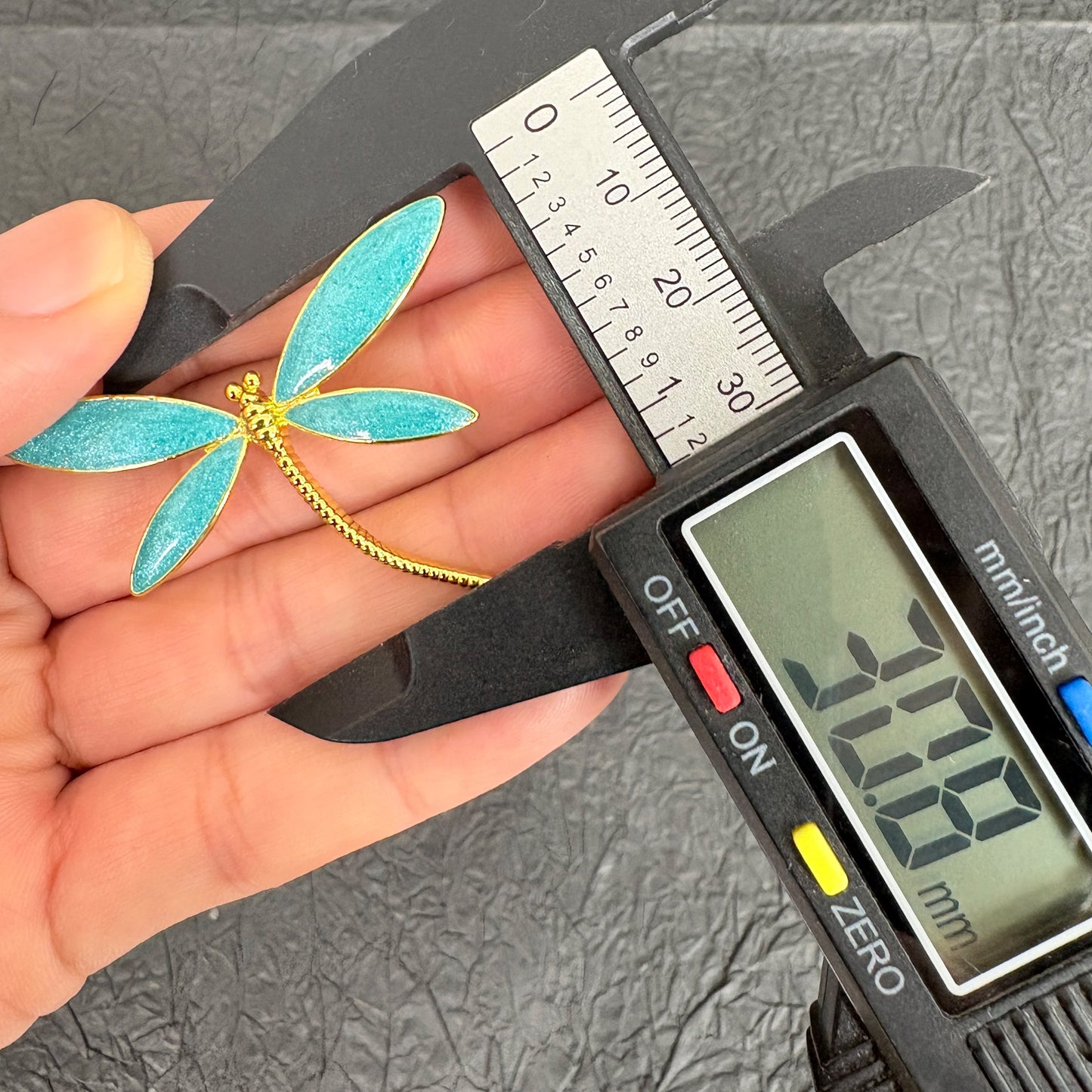 Turquoise Enamel Dragonfly Charm, Gold Plated Pendant for Jewelry Making
