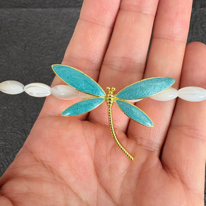 Turquoise Enamel Dragonfly Charm, Gold Plated Pendant for Jewelry Making