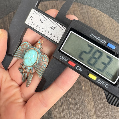 2PCS Turquoise Patina Copper Thunderbird Charms, Native American Style Eagle Pendant for DIY Jewelry