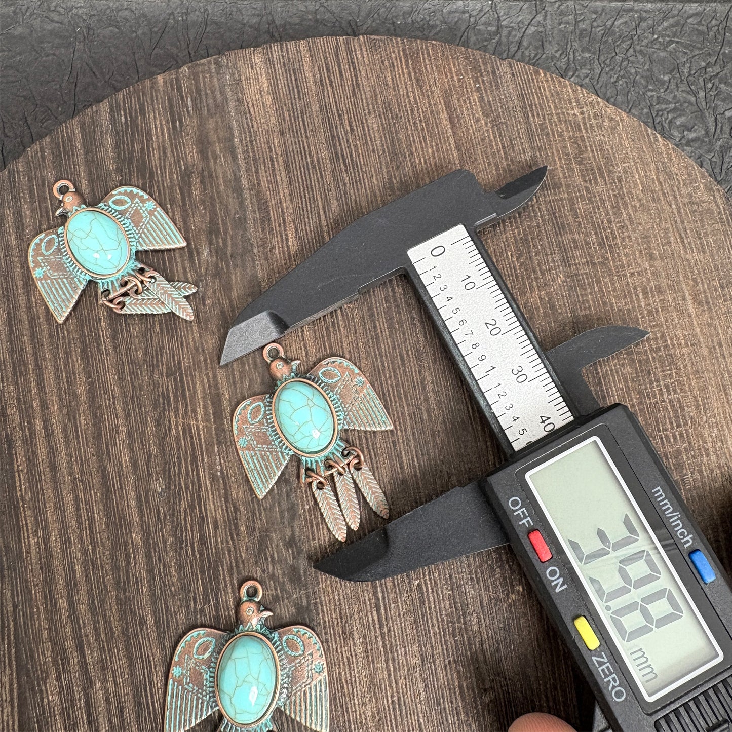 2PCS Turquoise Patina Copper Thunderbird Charms, Native American Style Eagle Pendant for DIY Jewelry