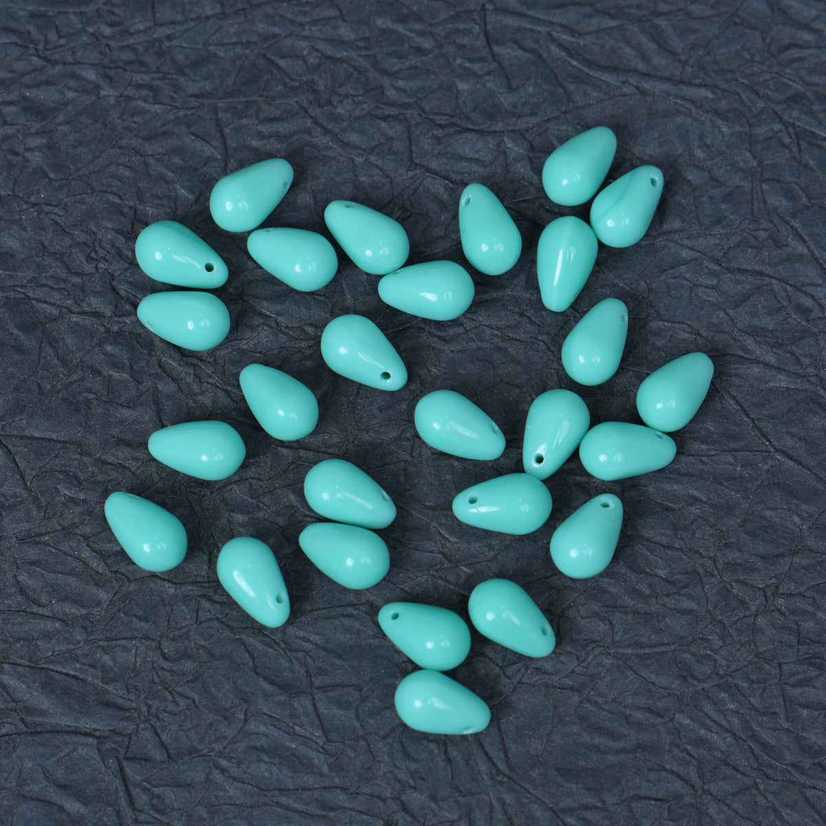 6x9mm Turquoise Teardrop Czech Glass Beads, 25 Pieces