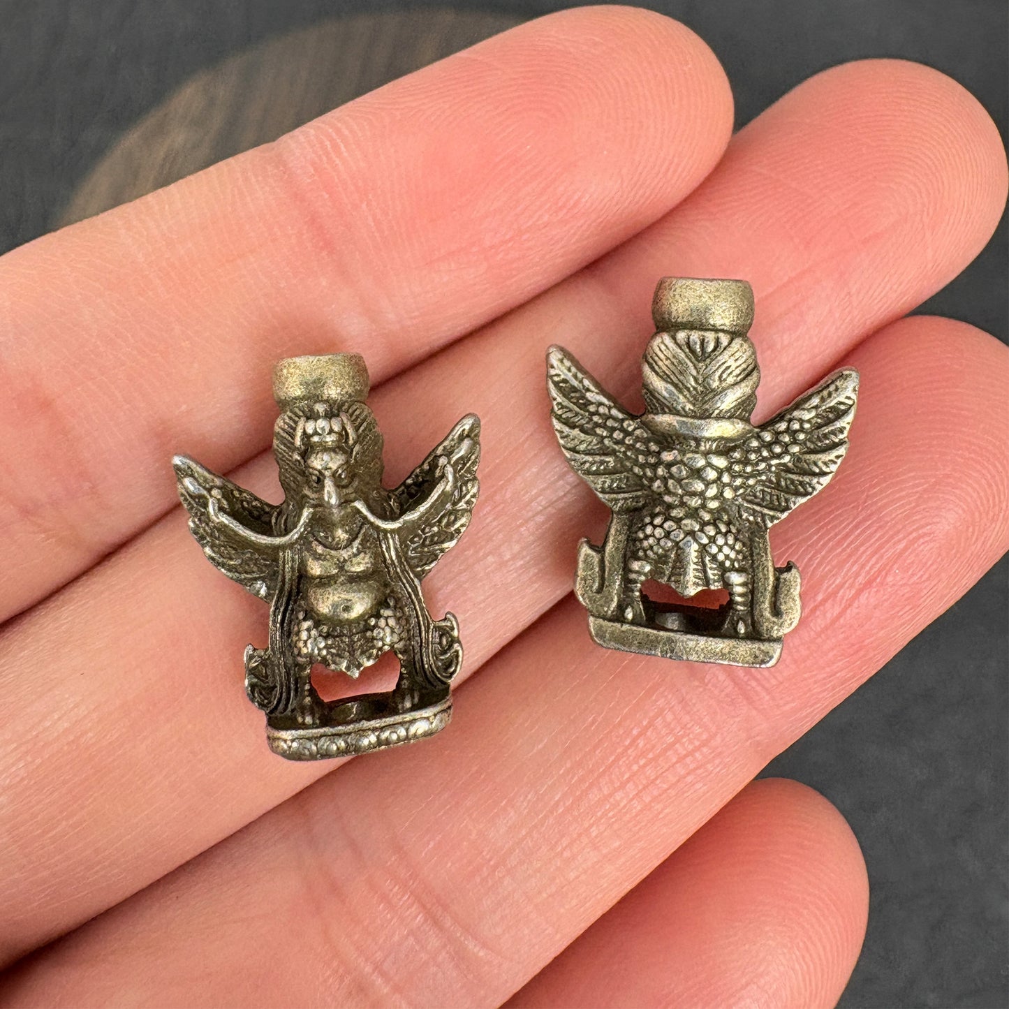 6PCS Vintage Bronze Garuda beads, Tibetan Buddhist Amulet