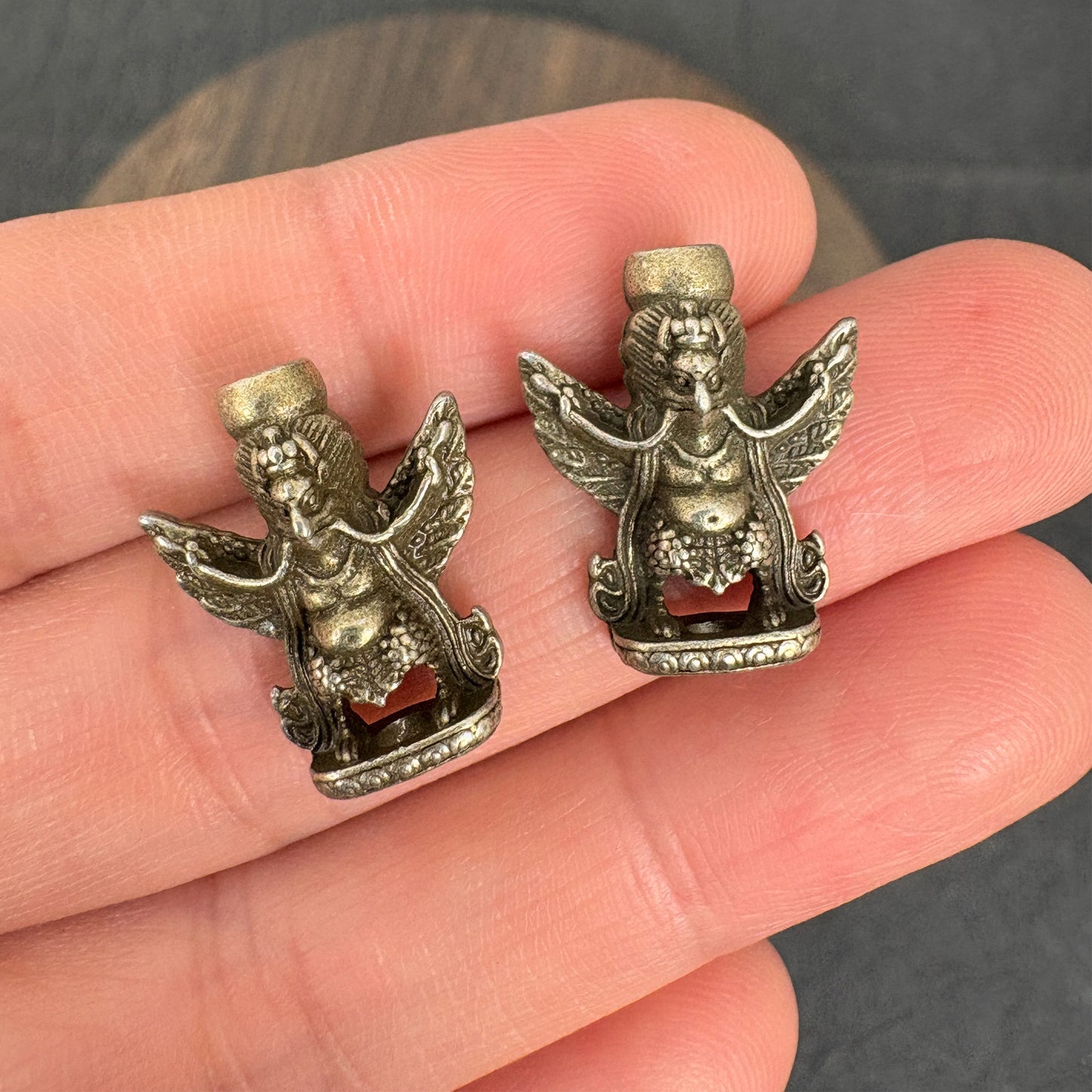 6PCS Vintage Bronze Garuda beads, Tibetan Buddhist Amulet