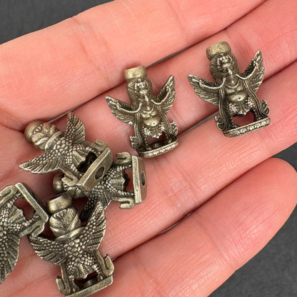 6PCS Vintage Bronze Garuda beads, Tibetan Buddhist Amulet