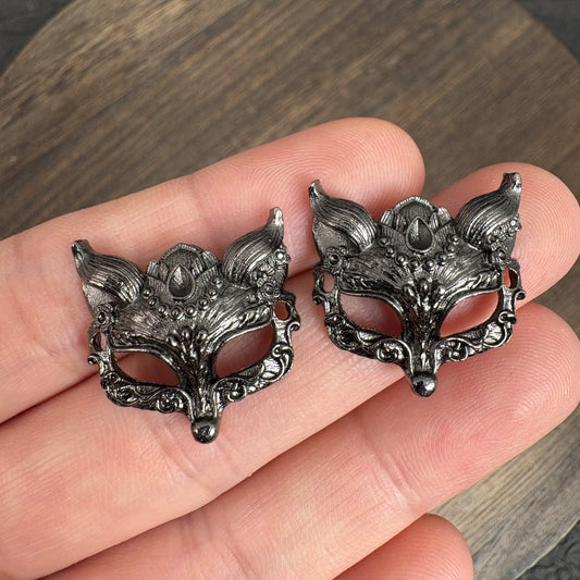 6PCS Vintage Fox Mask Charms, Dark Gothic DIY Jewelry Supply