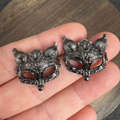6PCS Vintage Fox Mask Charms, Dark Gothic DIY Jewelry Supply