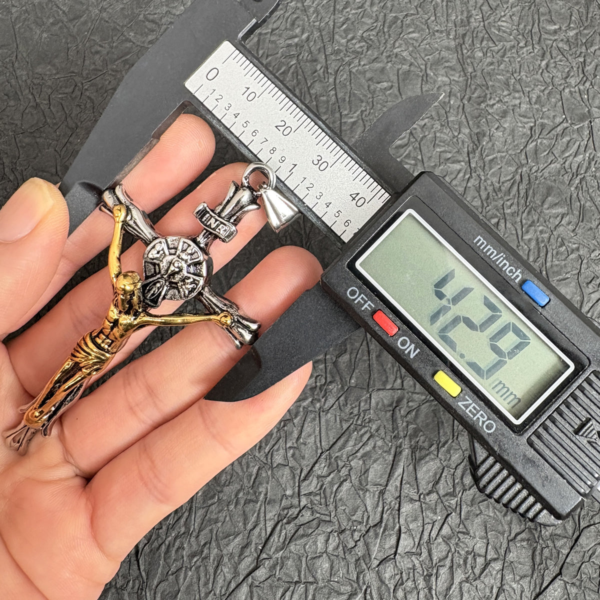 Vintage Stainless Steel Crucifix Pendant, Jesus Christ Cross Charm for Religious Necklace Rosary Making