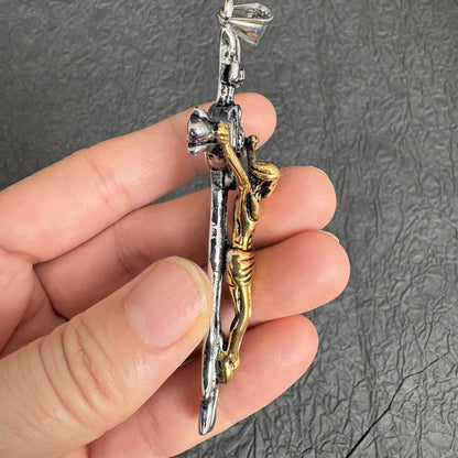 Vintage Stainless Steel Crucifix Pendant, Jesus Christ Cross Charm for Religious Necklace Rosary Making