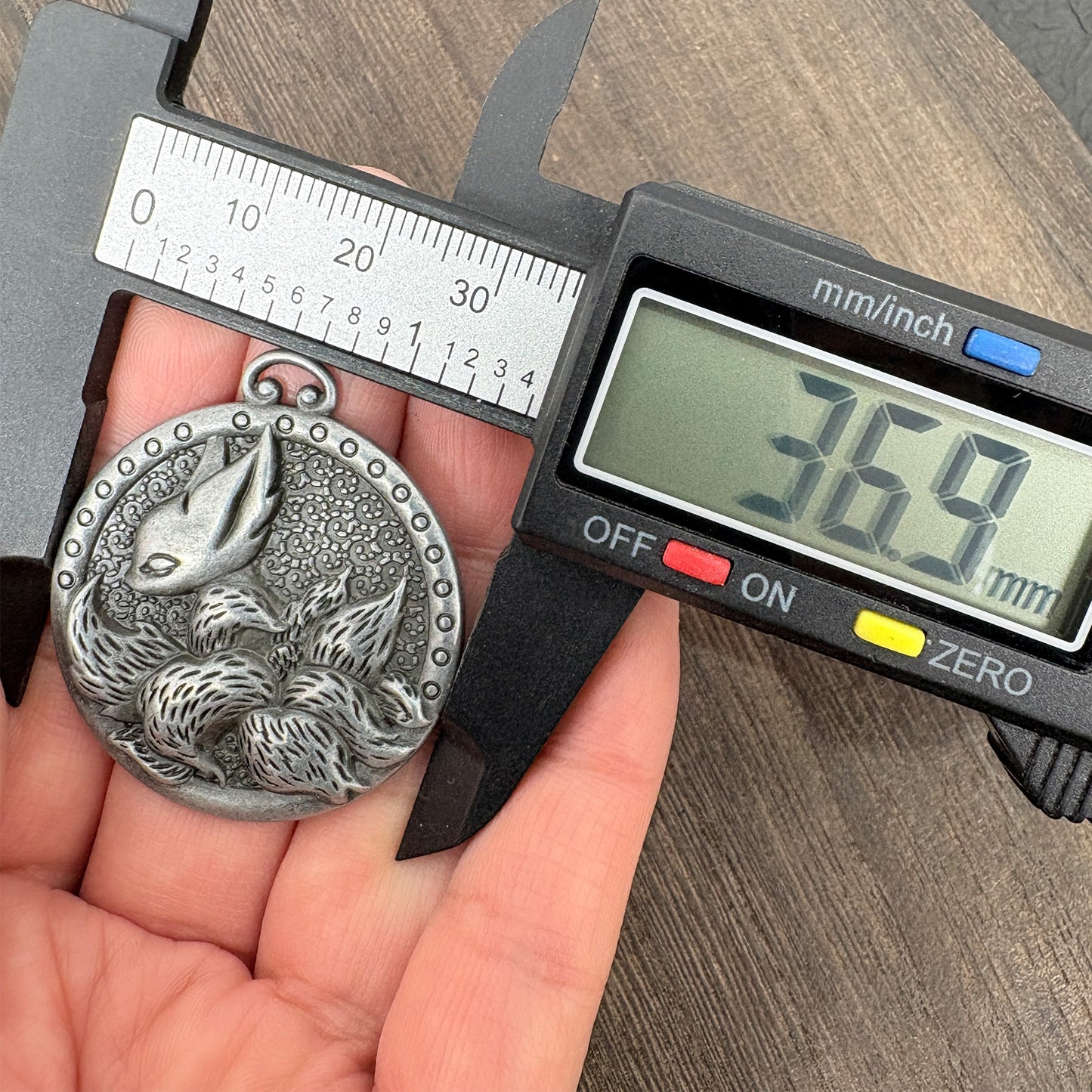 Vintage Style Kitsune Pendant, 9-Tailed Fox Charm Necklace, Japanese Mythology Retro Silver Tone Jewelry