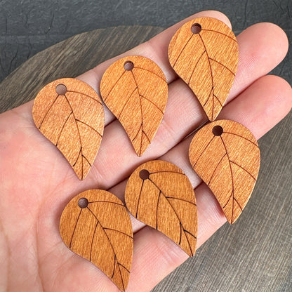 20PCS Wooden Leaf Charms, Teardrop Wood Leaf Pendants for DIY Earrings Jewelry Making