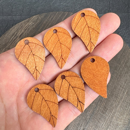 20PCS Wooden Leaf Charms, Teardrop Wood Leaf Pendants for DIY Earrings Jewelry Making