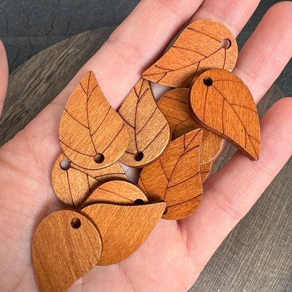 20PCS Wooden Leaf Charms, Teardrop Wood Leaf Pendants for DIY Earrings Jewelry Making