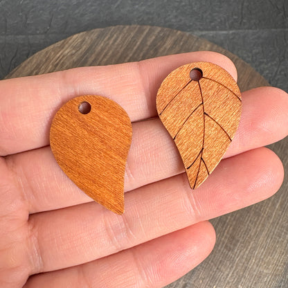 20PCS Wooden Leaf Charms, Teardrop Wood Leaf Pendants for DIY Earrings Jewelry Making