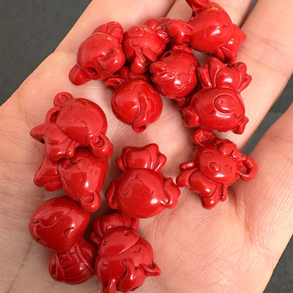 12pcs a Set- 12 Red Cinnabar Chinese Zodiac charm
