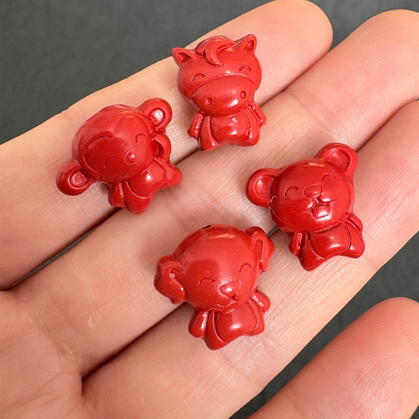 12pcs a Set- 12 Red Cinnabar Chinese Zodiac charm