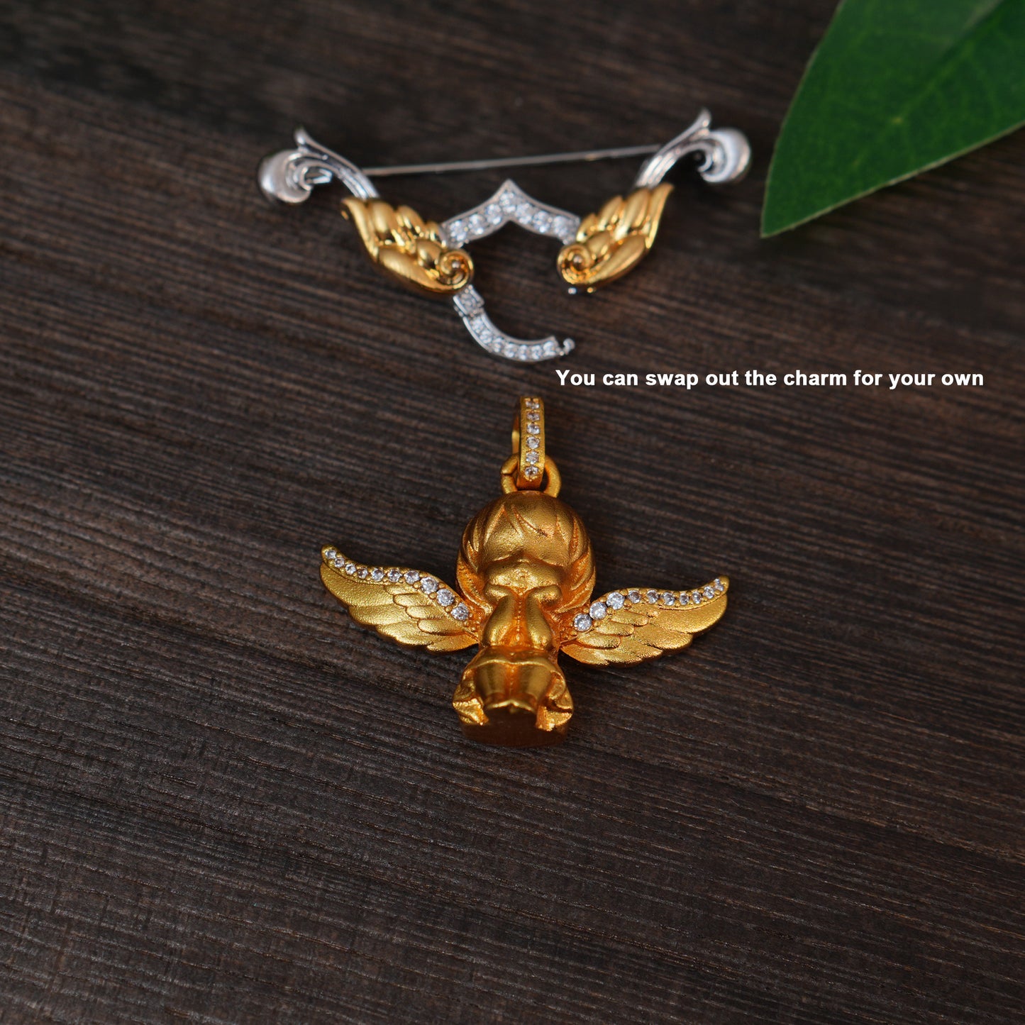 Vintage Angel Brooch:Retro Gold Silver Angel Wings Pin Jewelry