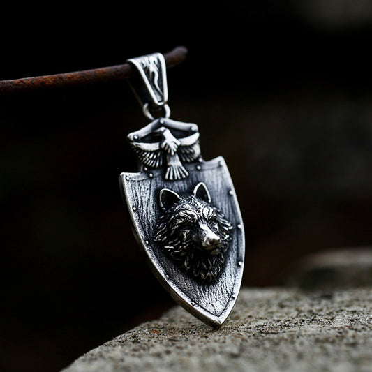 Vintage Stainless Steel Wolf Head Pendant - Nature/Animal-Inspired DIY Jewelry Component
