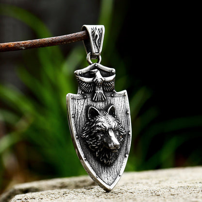 Vintage Stainless Steel Wolf Head Pendant - Nature/Animal-Inspired DIY Jewelry Component