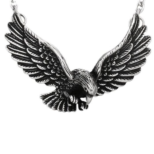 Stainless Steel Vintage Flying Eagle Pendant - Nature-Inspired DIY Jewelry Component