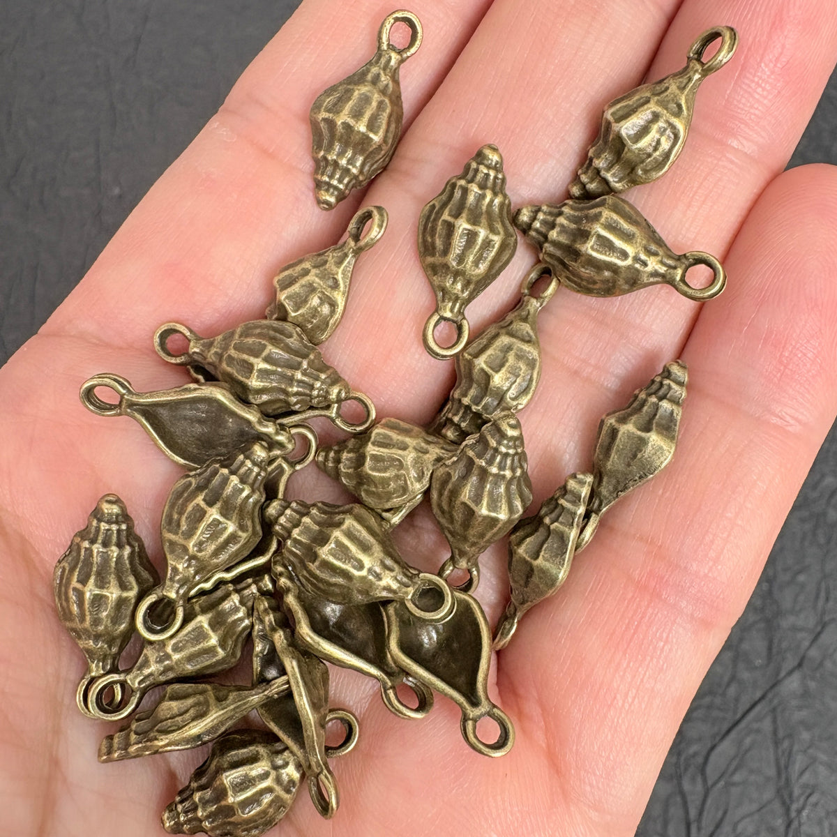 30PCS Antique Bronze Conch Shell Charms, Vintage Spiral Seashell Pendants for Jewelry Making