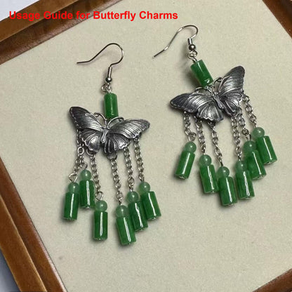 2PCS Antique Silver Butterfly Connector Charms, 6 Holes Multi-Strand Jewelry Link Component for Earrings & Necklace Making