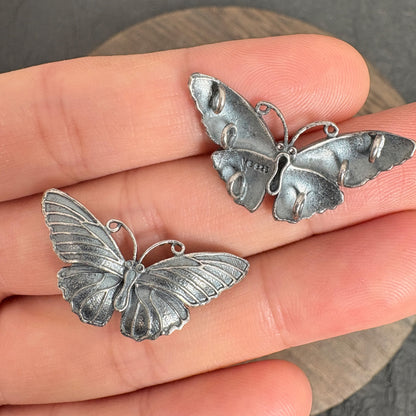 2PCS Antique Silver Butterfly Connector Charms, 6 Holes Multi-Strand Jewelry Link Component for Earrings & Necklace Making