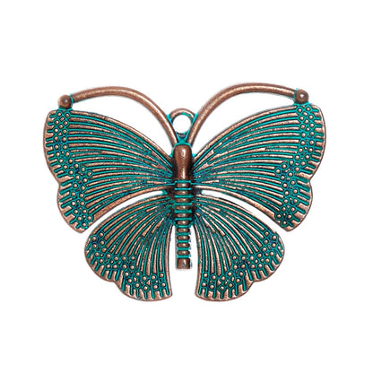 2PCS Antique Bronze Turquoise Patina Butterfly Pendant, Nature Charm for Boho Jewelry