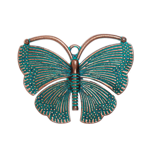 2PCS Antique Bronze Turquoise Patina Butterfly Pendant, Nature Charm for Boho Jewelry