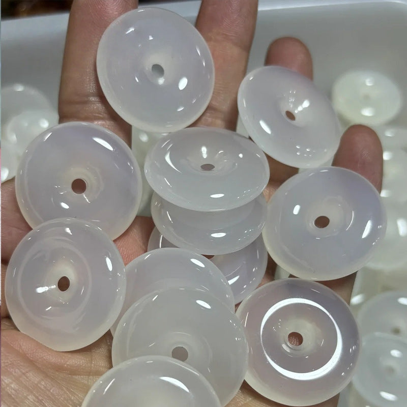 25mm Madagascar Multi-Color Translucent Chalcedony Donut, Lucky Peace Charm Bead, Handcrafted Gemstone Jewelry Supply, DIY Bracelet Necklace