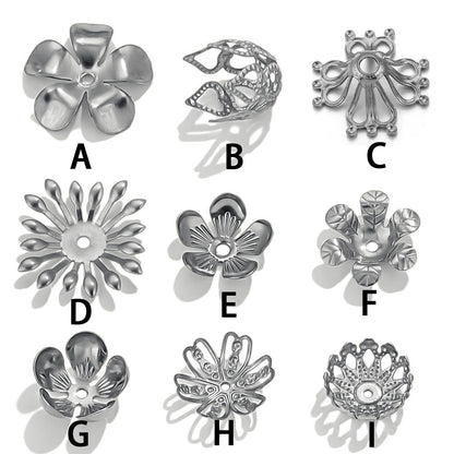 100PCS Stainless Steel Petal Bead Caps & Flower Cups - 18K Vacuum Plated Jewelry Spacer Parts ﻿