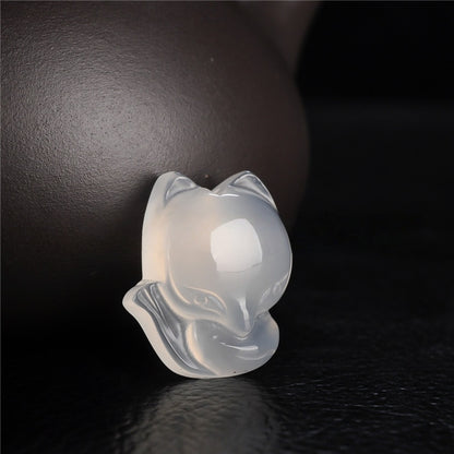 Natural Agate Fox Pendant, Carved Stone Animal Charms, Multi-Color Crystal Fox for Necklace Making, DIY Jewelry Supplies