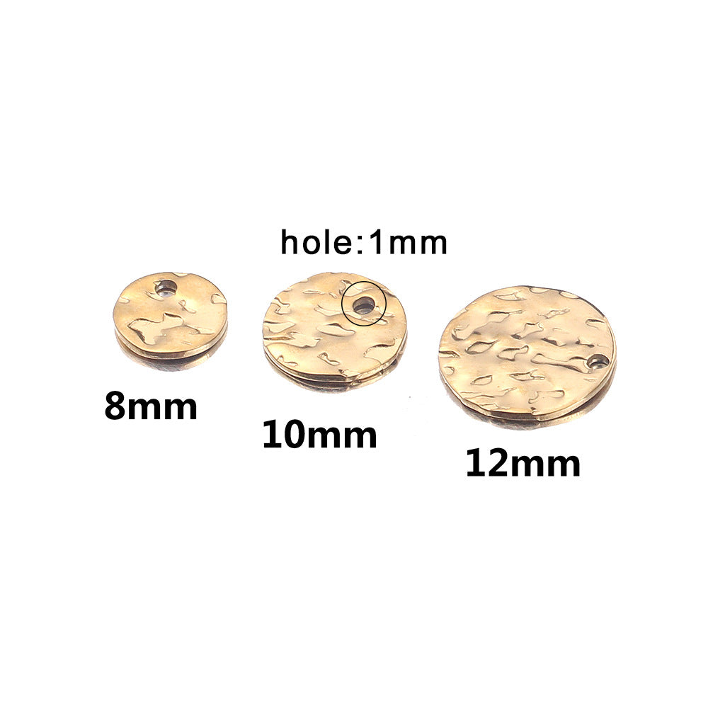 20PCS Stainless Steel Irregular Embossed Disc Pendants - Titanium Steel Holed Charms for DIY Earrings & Necklaces