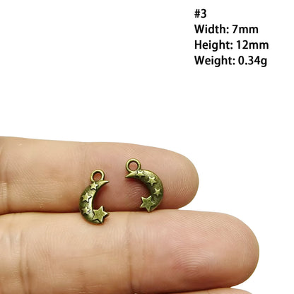 A Series of Charm 2: 10PCS Vintage Antique Bronze Pendants - Flower, Moon, Animal Shapes | DIY Jewelry Making Supplies, Craft Accessories for Necklaces/Bracelets