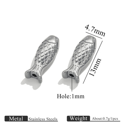 Stainless Steel Fish Spacer Beads - Polished Loose Beads for Necklace & Bracelet Making