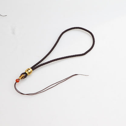 Six-Word Mantra Handwoven Cord, DIY Agate Prayer Bead Holder, Handmade Wrist Rope, Keychain & Phone Strap Jewelry Accessories