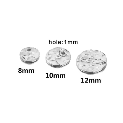 20PCS Stainless Steel Irregular Textured Round Pendant, Titanium Steel Disc Charm with Hole, DIY Earring Necklace Jewelry Making Supplies