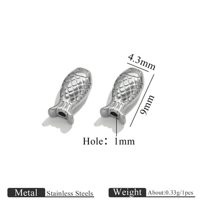 Stainless Steel Fish Spacer Beads - Polished Loose Beads for Necklace & Bracelet Making