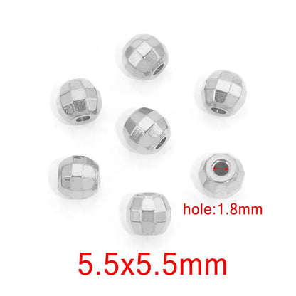 10PCS Stainless Steel (Titanium Steel) Faceted Beads & Domed Beads | Vacuum Gold-Plated Spacer Beads, DIY Jewelry Craft Supplies