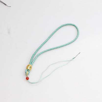 Six-Word Mantra Handwoven Cord, DIY Agate Prayer Bead Holder, Handmade Wrist Rope, Keychain & Phone Strap Jewelry Accessories