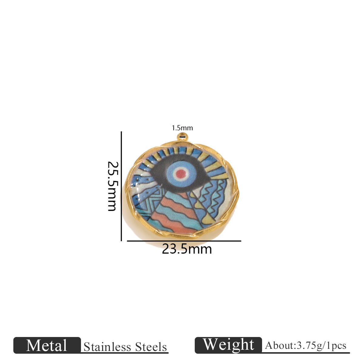 Stainless Steel Irregular Blue Heart Pendants, Enameled Flower & Eye Printed Charms, DIY Jewelry Accessories for Necklaces/Earrings
